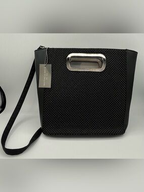 Whiting & Davis Black pocket book with Black nickel Accent